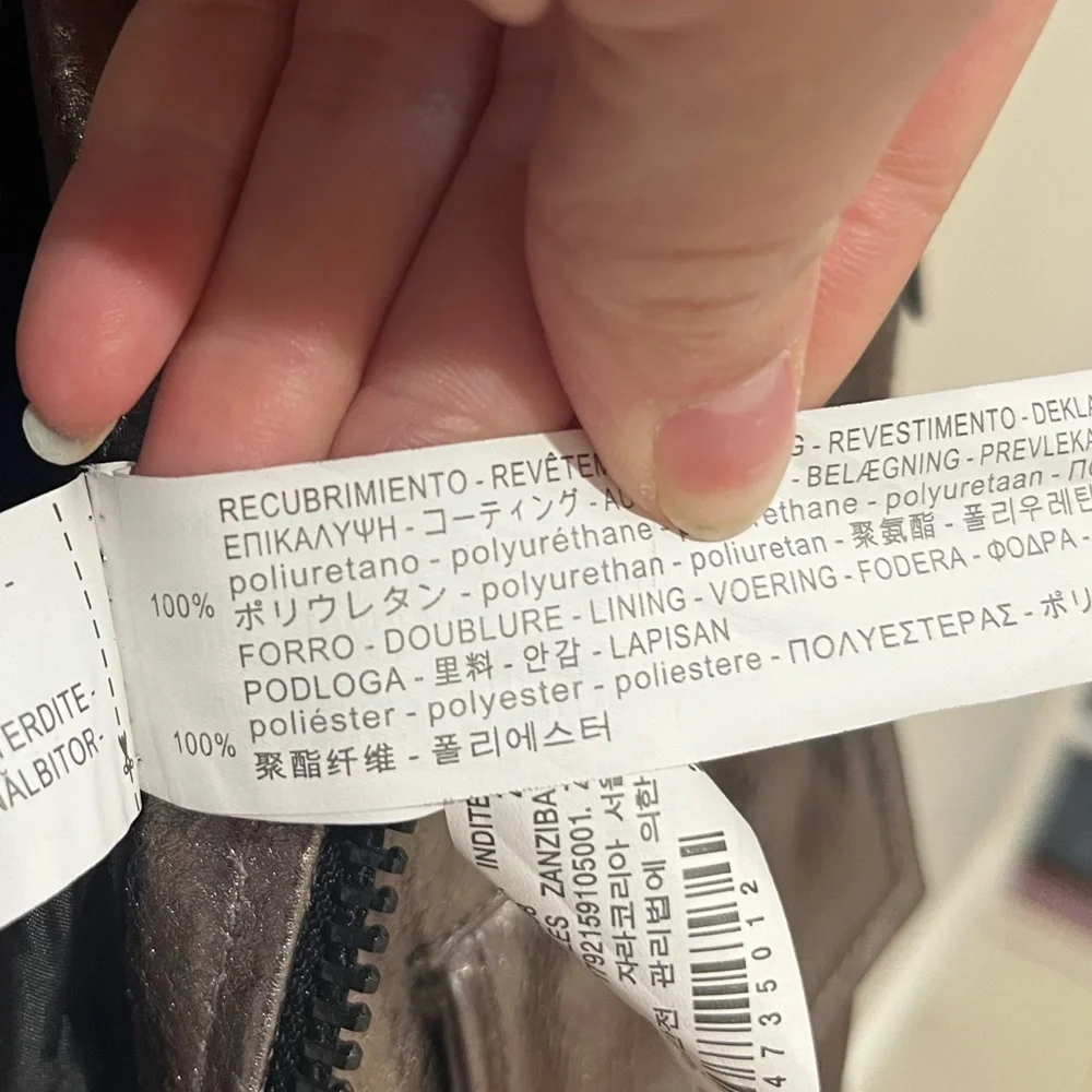 ZARA Genuine Leather Gunmetal Moto Jacket size XS